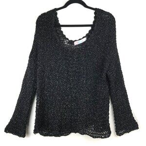 Free People Beach Brown Open Knit Bell Sleeve Top One Size